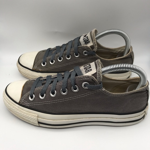 Grey on Gray Chuck Taylor All-Stars Lo-Top Converse w/ Red Trim in Size 7 - Picture 2 of 5